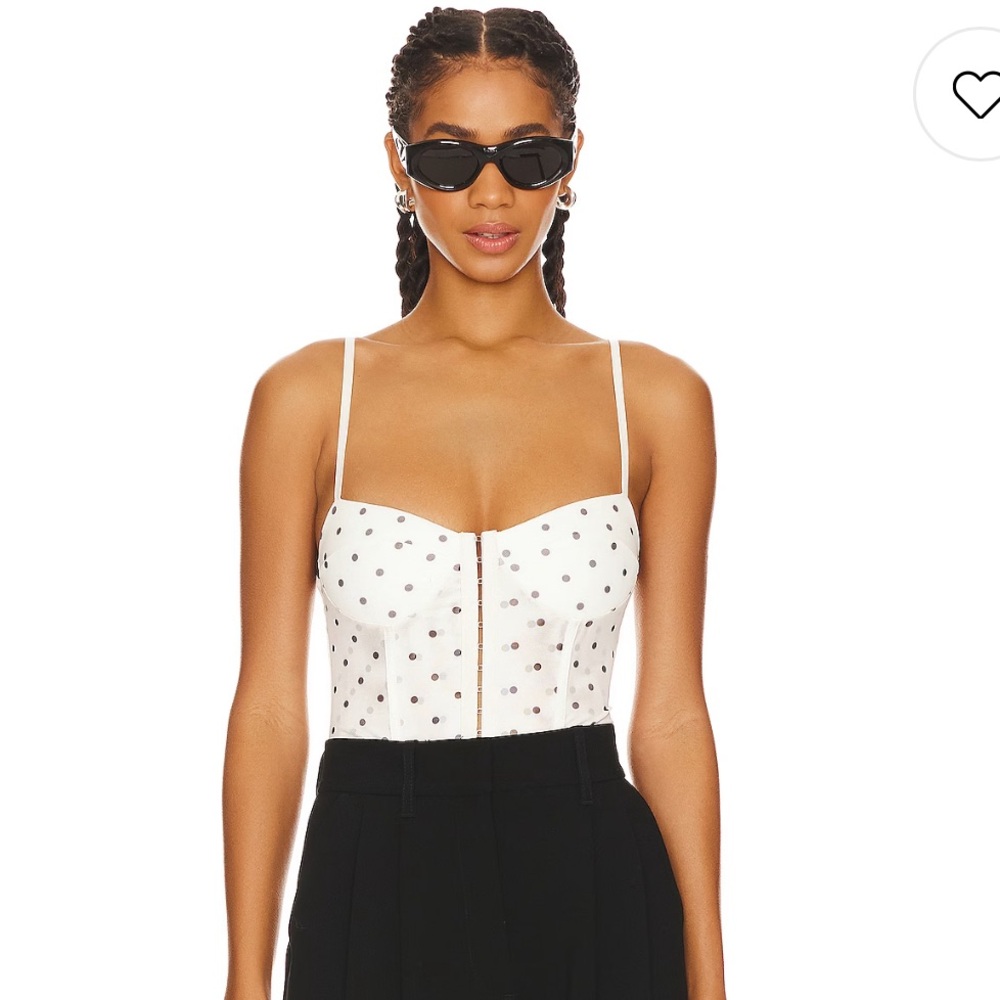 Free People White and Black Polka Dot Rhythm of the Night Bodysuit
